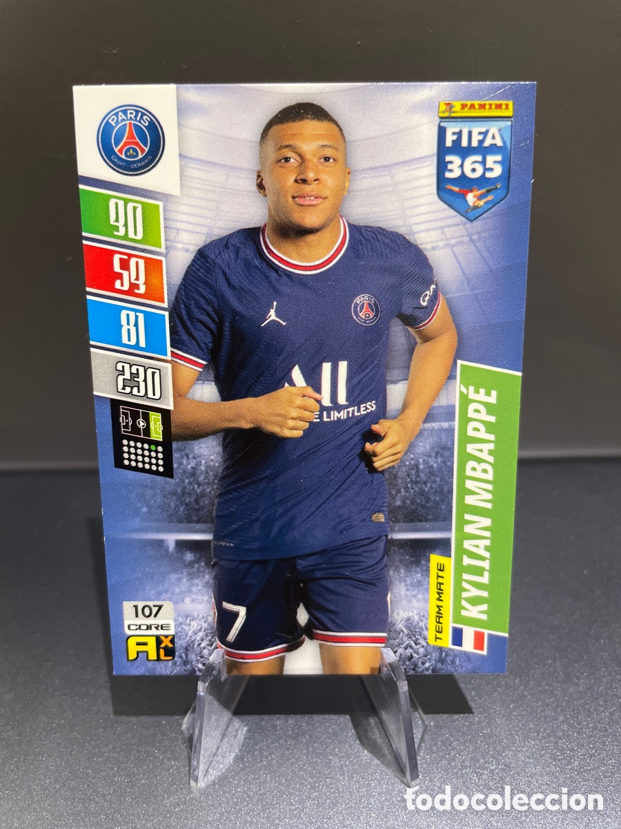 Cromos de f&uacute;tbol: Kylian Mbappe 107 Team Mate Panini Adrenalyn FIFA 365 2021-22 PSG