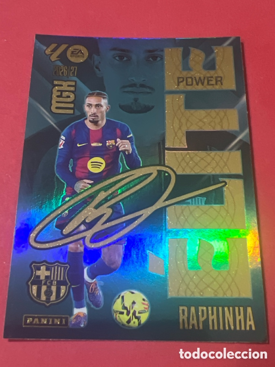 Fu&szlig;ball-Sticker: C5765. CARD MEGACRACKS TEMPORADA 26 27 2026 2027 &Eacute;LITE POWER RAPHINHA FIRMADA N&deg; 16P 16 P