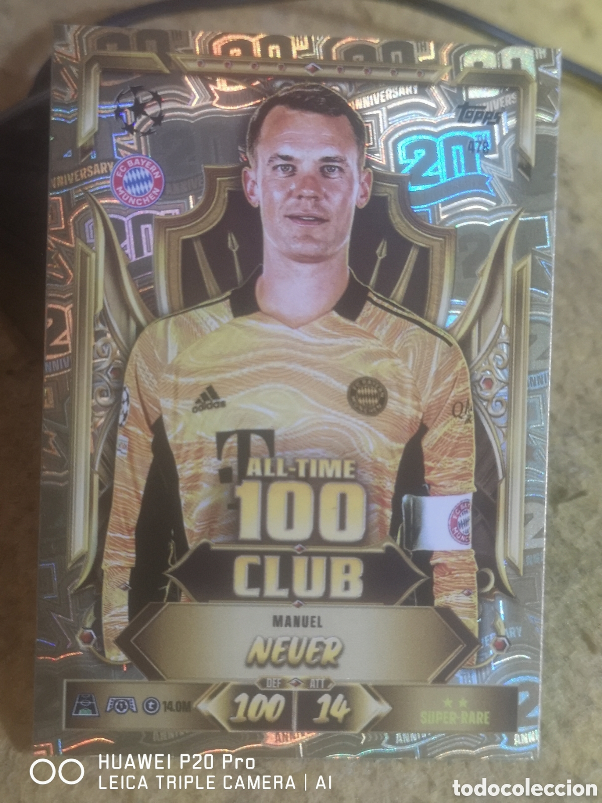Fu&szlig;ball-Sticker: MATCH ATTAX 2026 27 ALL - TIME CLUB 100 MANUEL NEVER 478 - BAYERN MUNCHEN