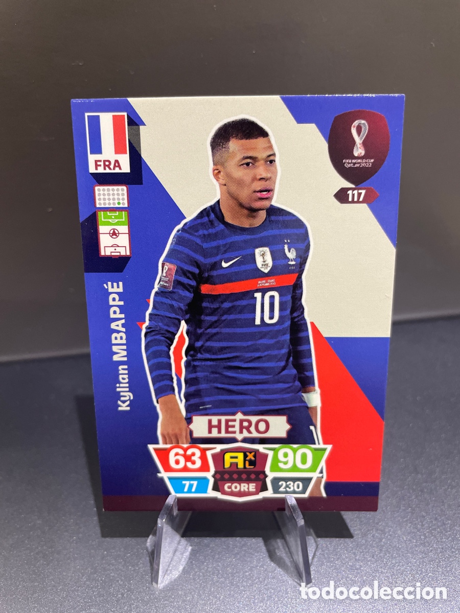Figurine di Calcio: Mbappe 117 Hero Panini Adrenalyn FIFA World Cup Qatar 2022 Francia