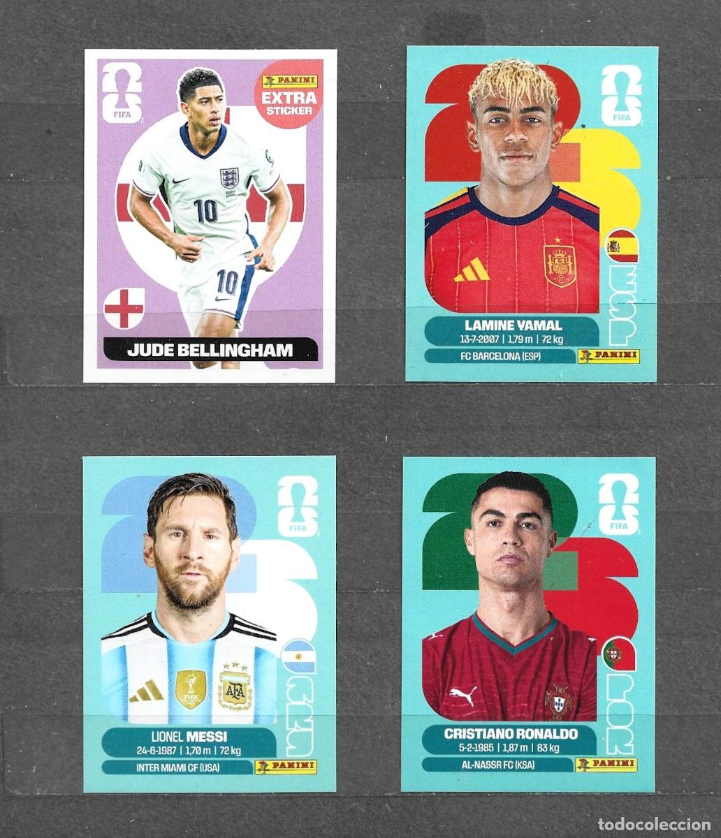 Fu&szlig;ball-Sticker: Mundial 2026 - Extra Stiker Bellingham - N&ordm; 15 Yamal - N&ordm; 17 Messi - N&ordm; 15 Ronaldo - Descripci&oacute;n