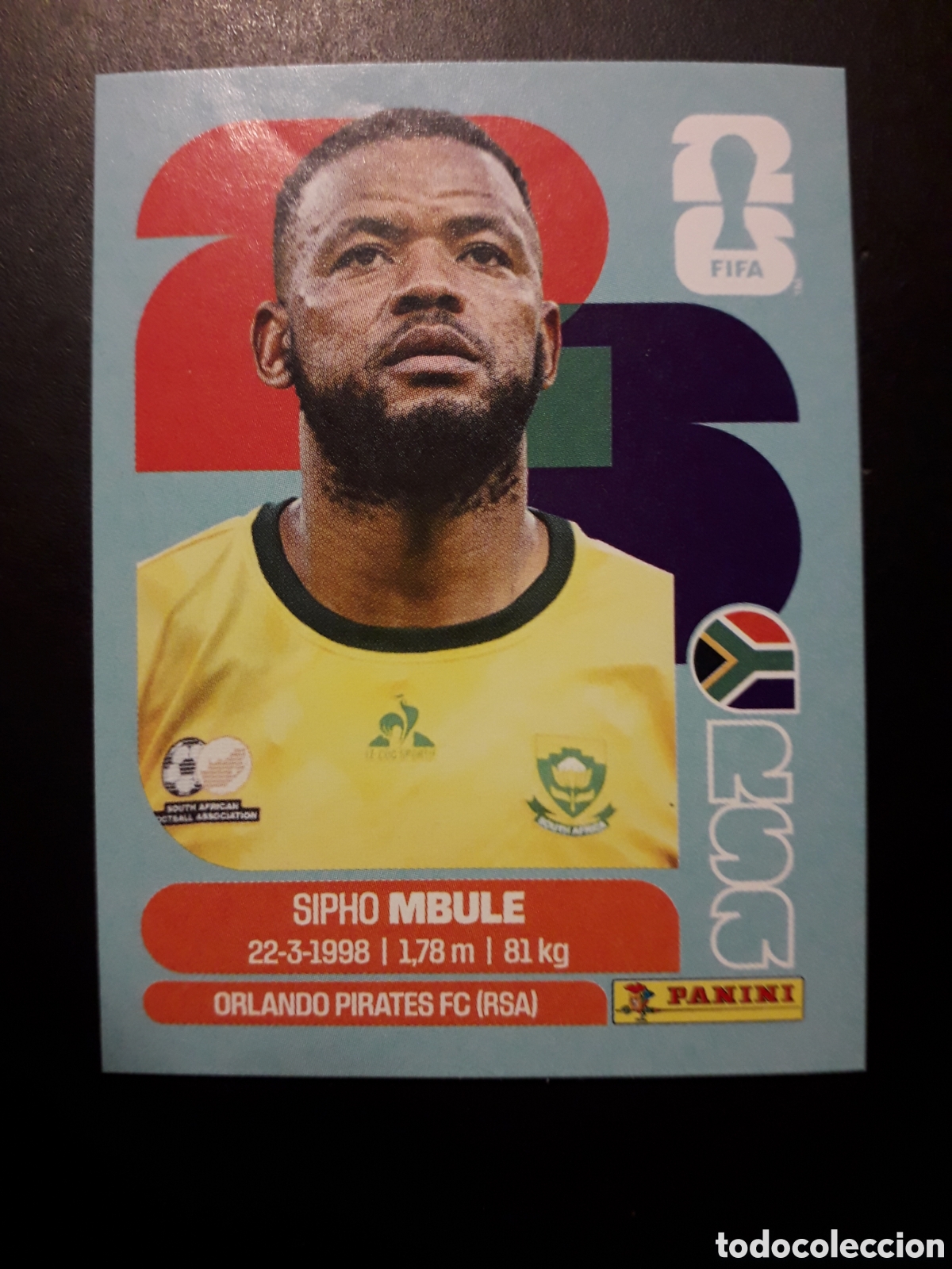 Cromos de Futebol: MBULE SUD&Aacute;FRICA RSA 16 MUNDIAL F&Uacute;TBOL 2026 FIFA WORLD CUP PANINI SIN PEGAR PEDIDO M&Iacute;NIMO 3&euro;