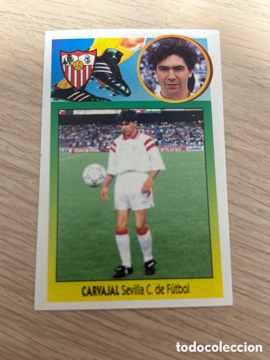 Cartes &agrave; collectionner de Football: CARVAJAL SEVILLA LIGA ESTE 1993 1994 93 94 ADHESIVO NUNCA PEGADO SIN PEGAR