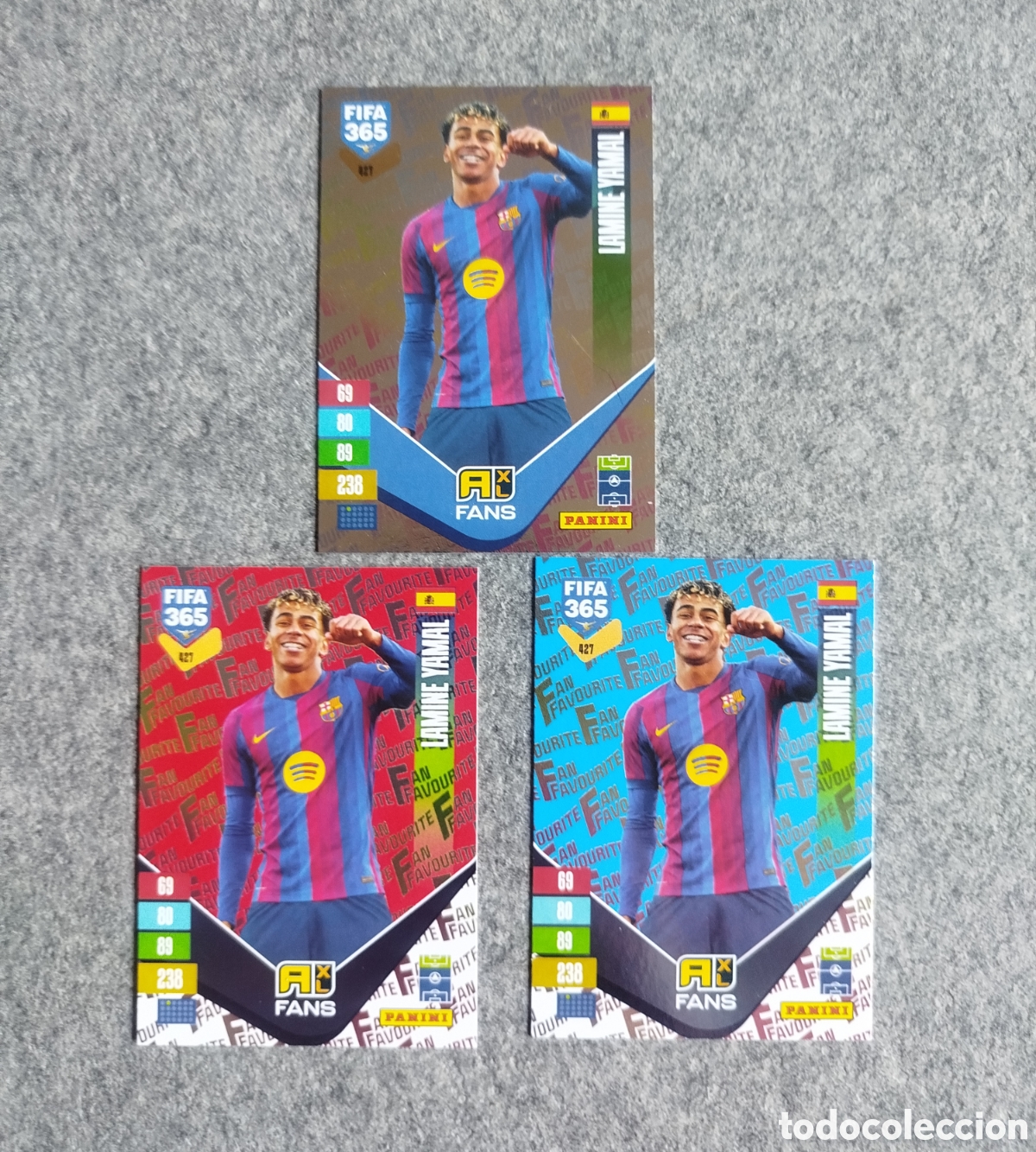 Football Stickers: LOTE LAMINE YAMAL FANS FC BARCELONA BAR&Ccedil;A ADRENALYN XL FIFA 365 2027 3 CROMOS TRADING CARDS PANINI