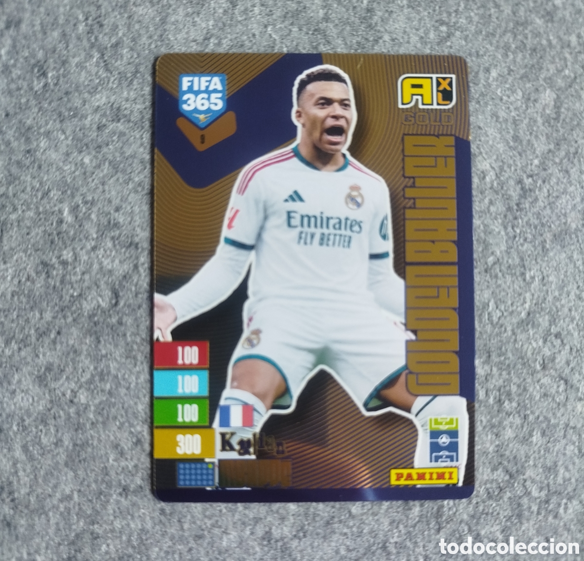 Football Stickers: MBAPPE GOLDEN BALLER REAL MADRID ADRENALYN XL FIFA 365 2027 CROMO TRADING CARD PANINI GOLDENBALLER