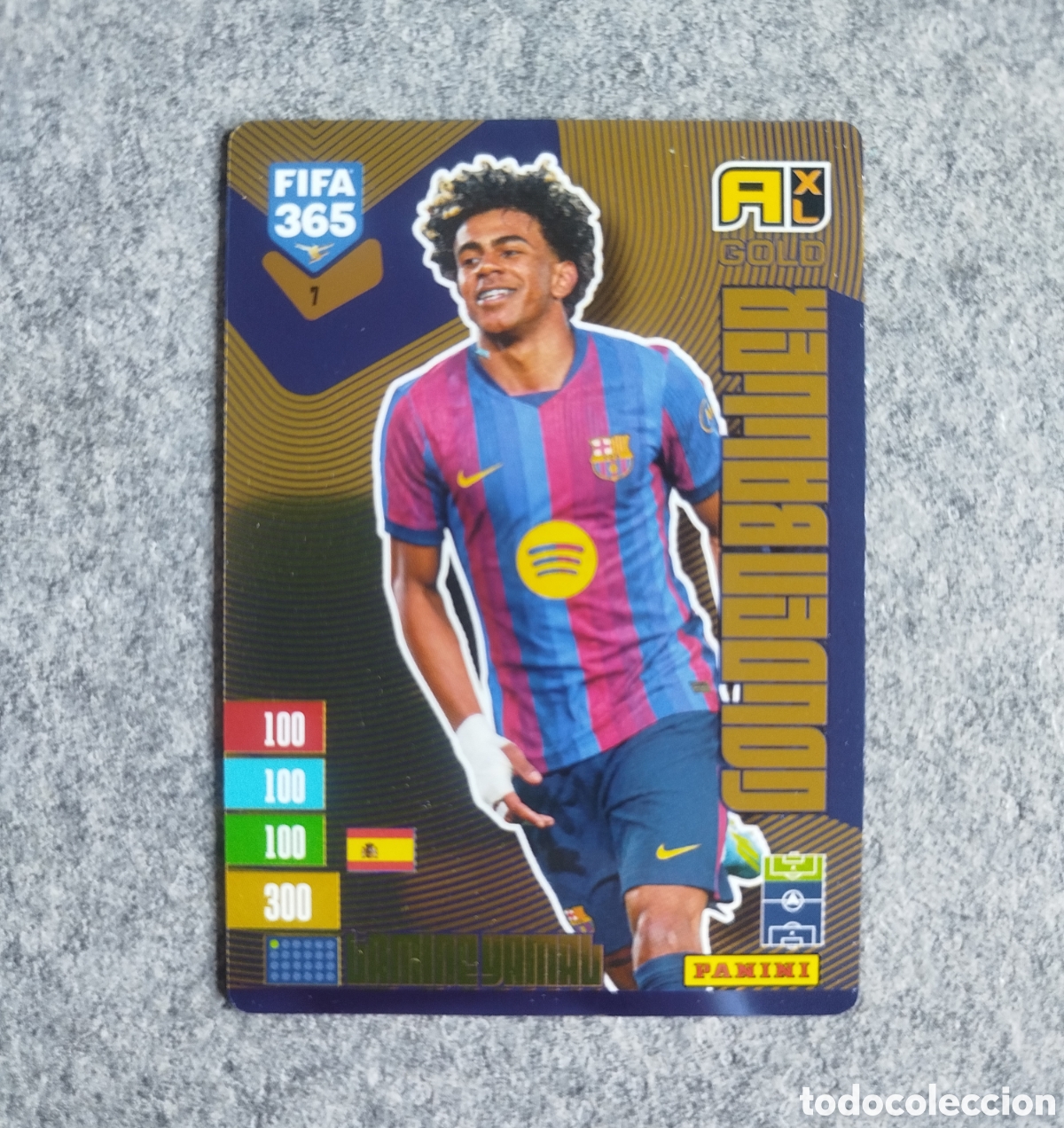 Cromos de f&uacute;tbol: LAMINE YAMAL GOLDEN BALLER BARCELONA ADRENALYN FIFA 365 2027 CROMO TRADING CARD PANINI GOLDENBALLER