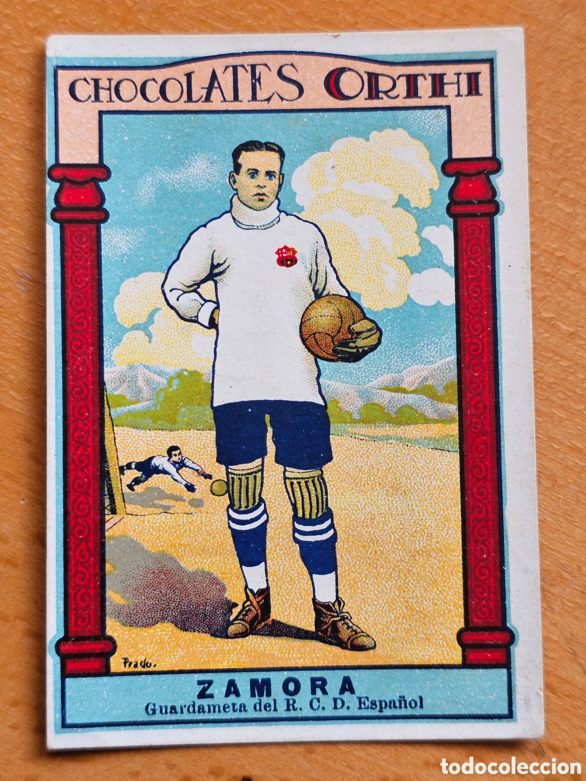 Fu&szlig;ball-Sticker: Ricardo Zamora Cromo Futbol Equipo Nacional Foot-ball Chocolates Orthi a&ntilde;os 20