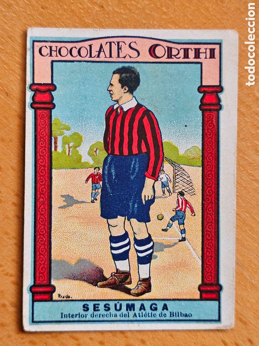 Cromos de f&uacute;tbol: Ses&uacute;maga Cromo Futbol Atl&eacute;tic de Bilbao Equipo Nacional Foot-ball Chocolates Orthi a&ntilde;os 20