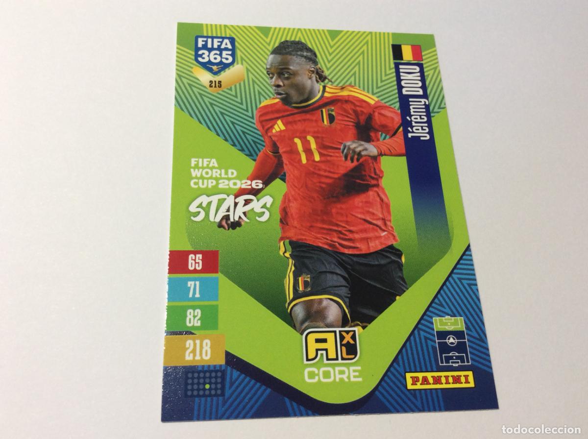Cromos de f&uacute;tbol: 215 Jeremy Doku B&eacute;lgica Stars FIFA World Cup 2026 Adrenalyn XL Fifa 365 2027 27 Panini