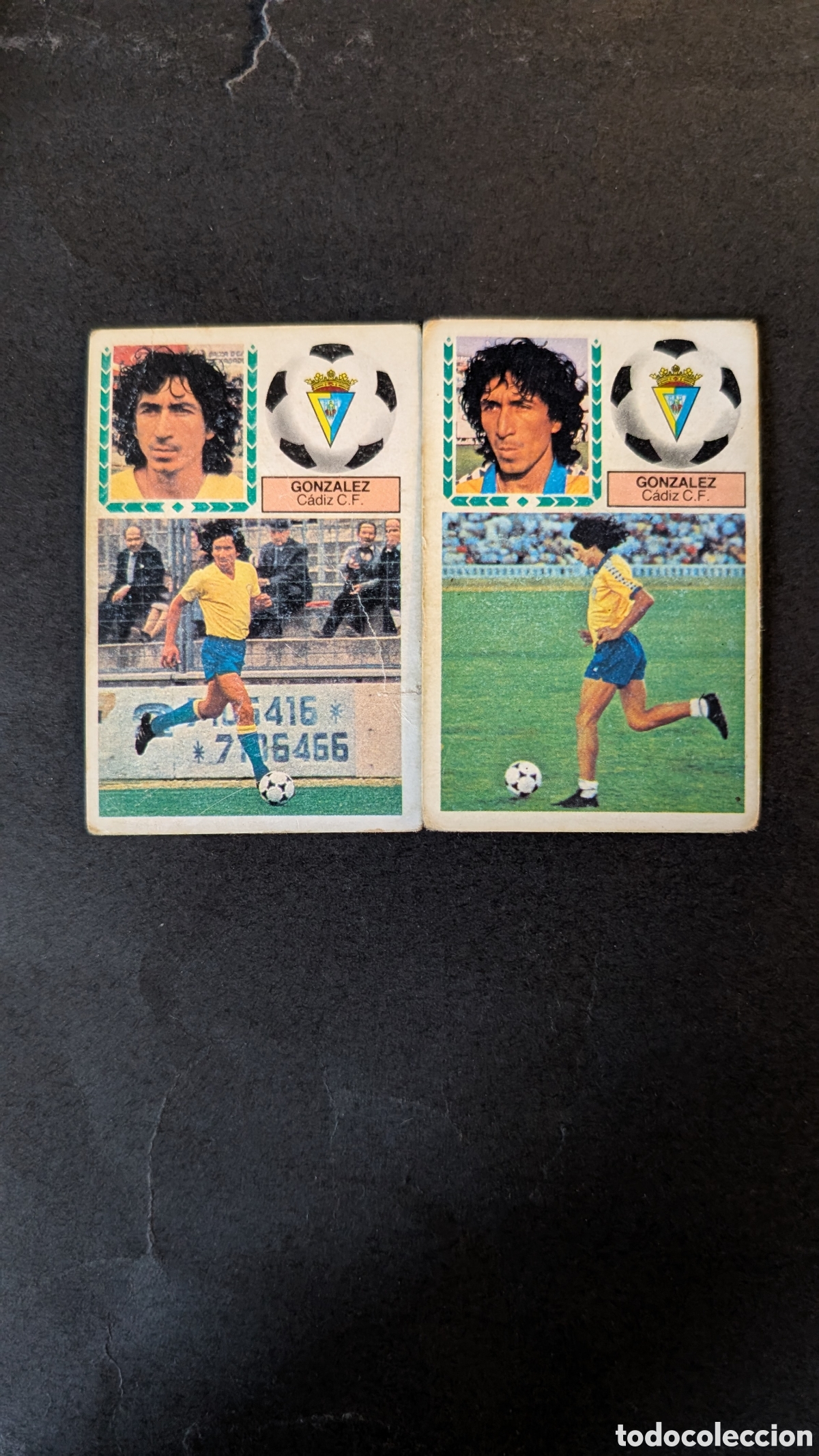 Cromos de f&uacute;tbol: MAGICO GONZALEZ CADIZ LAS DOS VERSIONES LIGA ESTE 1983/84 83 84 NUNCA PEGADO CON SIGNOS DE DESGASTE