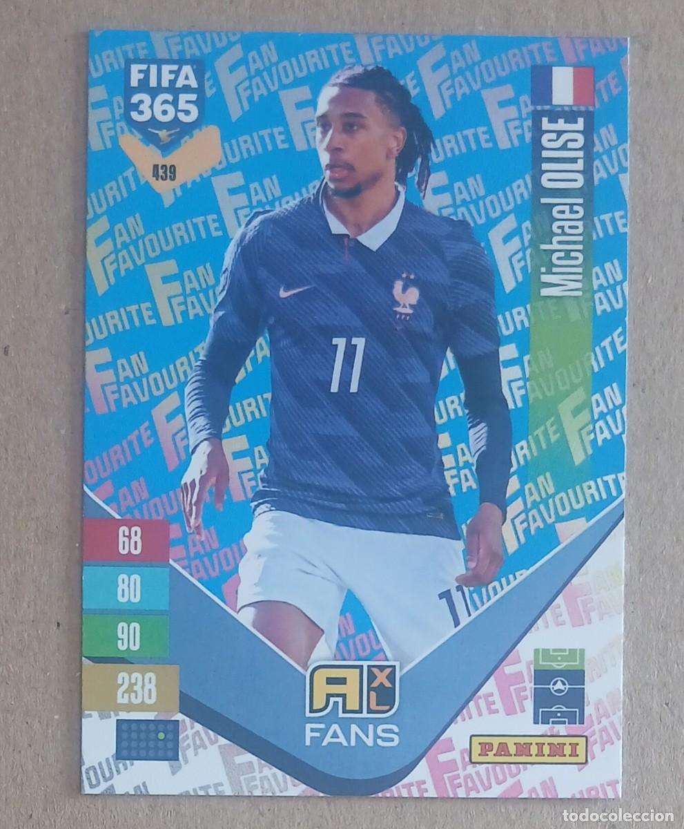 Fu&szlig;ball-Sticker: CROMO n&ordm; 439 OLISE FRANCIA FAN FAVOURITE FONDO AZUL ADRENALYN XL FIFA 365 2026-2027. Nuevo de sobre.