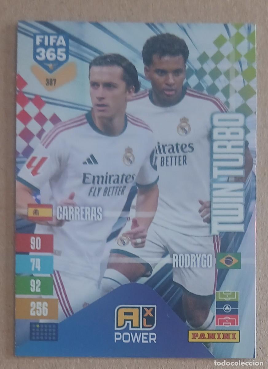 Fu&szlig;ball-Sticker: CROMO n&ordm; 307 RODRYGO-CARRERAS TWIN TURBO ADRENALYN XL FIFA 365 2026-2027. Nuevo de sobre.