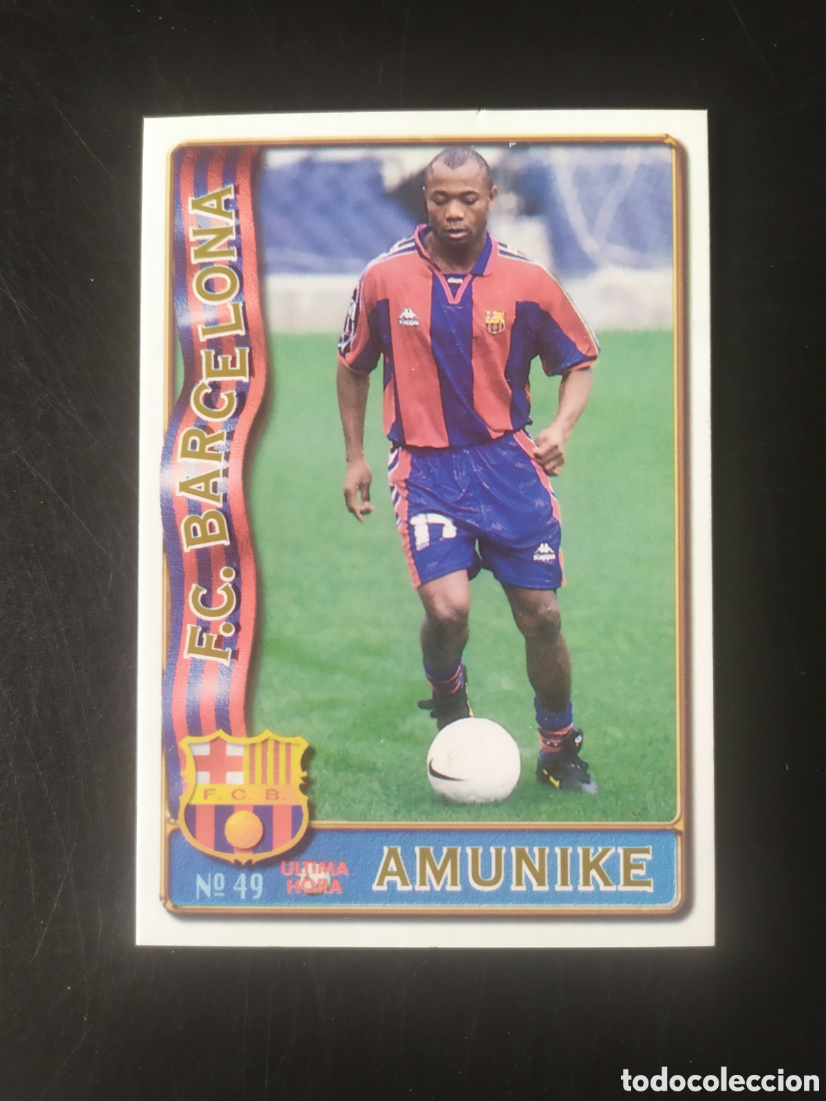 Figurine di Calcio: Mundicromo fichas liga 1996 1997 96 97 Amunike &uacute;ltima hora n&deg; 49 Barcelona