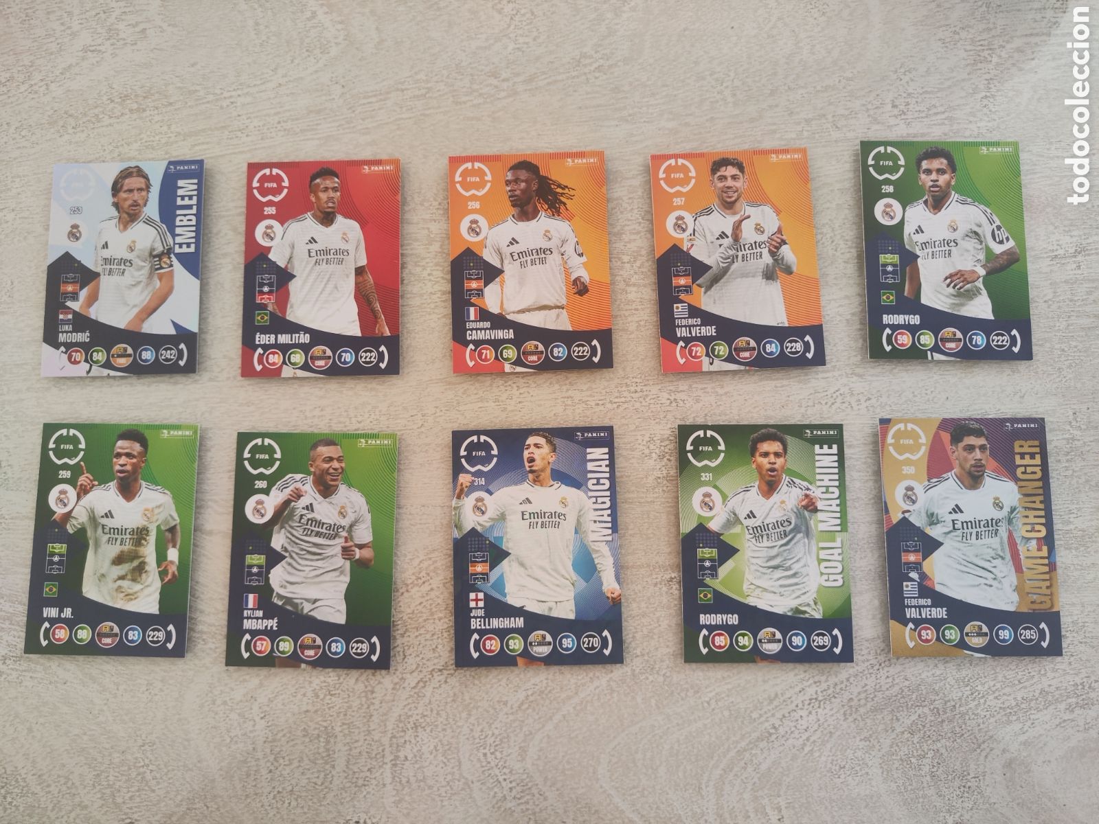 Cromos de f&uacute;tbol: Lote 10 cards Real Madrid Adrenalyn Mundial clubes 2025 Modric Vini Mbappe Bellingham