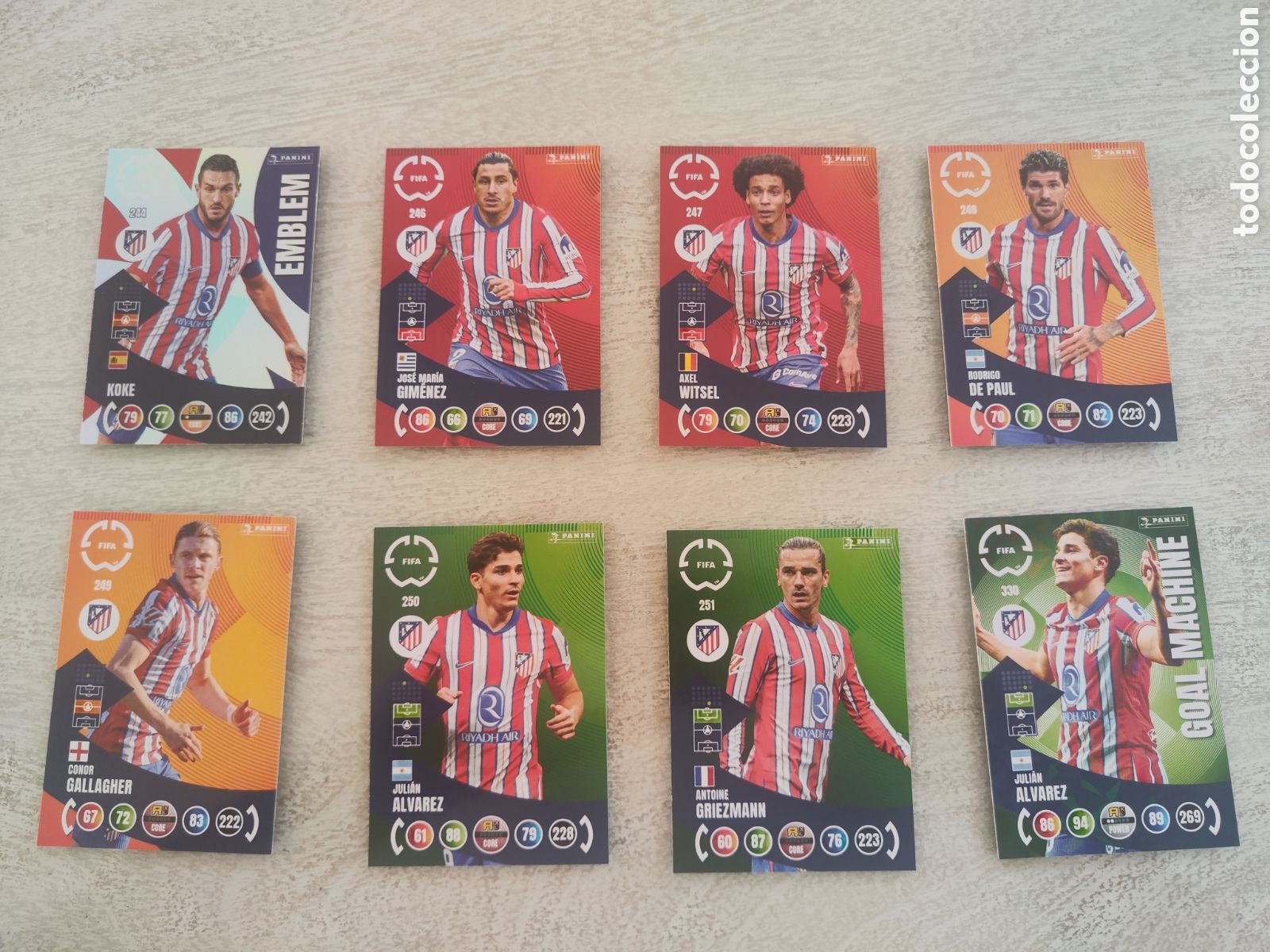 Cromos de f&uacute;tbol: Lote 8 cards Atl&eacute;tico Madrid Adrenalyn Mundial clubes 2025 Griezmann Juli&aacute;n &Aacute;lvarez Kike De Paul