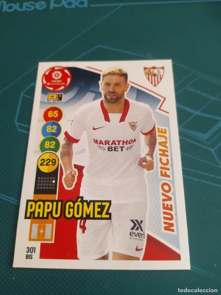 Fu&szlig;ball-Sticker: 1 CROMO FICHA PANINI ADRENALYN 20-21 2020-2021 SEVILLA C.F 301 bis PAPU GOMEZ ( NUEVO FICHAJE