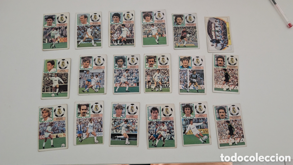 Fu&szlig;ball-Sticker: LOTE 18 CROMOS REAL MADRID DIFERENTES LIGA ESTE 1983/84 83 84 NUNCA PEGADOS