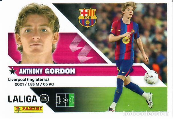 Cartes &agrave; collectionner de Football: CROMO PANINI LIGA ESTE 26 27 - FICHAJE N&ordm; 24 - GORDON - BARCELONA - 3&ordf; EDICI&Oacute;N