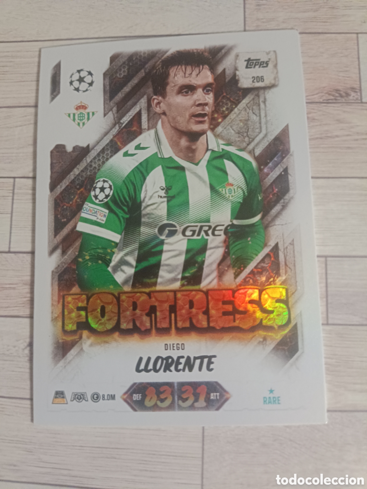Fu&szlig;ball-Sticker: 206 FORTRESS DIEGO LLORENTE REAL BETIS CHAMPIONS MATCH ATTAX 2026 2027 TOPPS 26 27