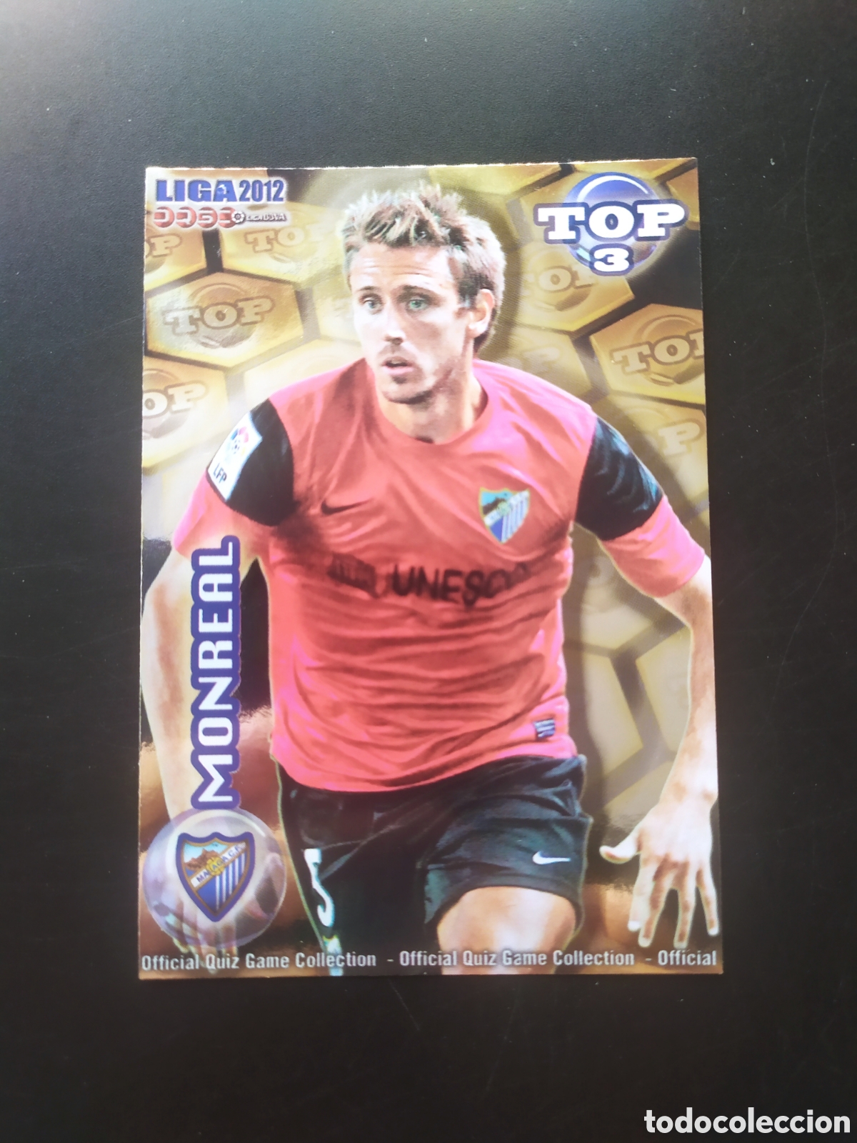 Fu&szlig;ball-Sticker: Mundicromo fichas Liga 2011 2012 11 12 Monreal top brillo dorado n&deg; 582 M&aacute;laga