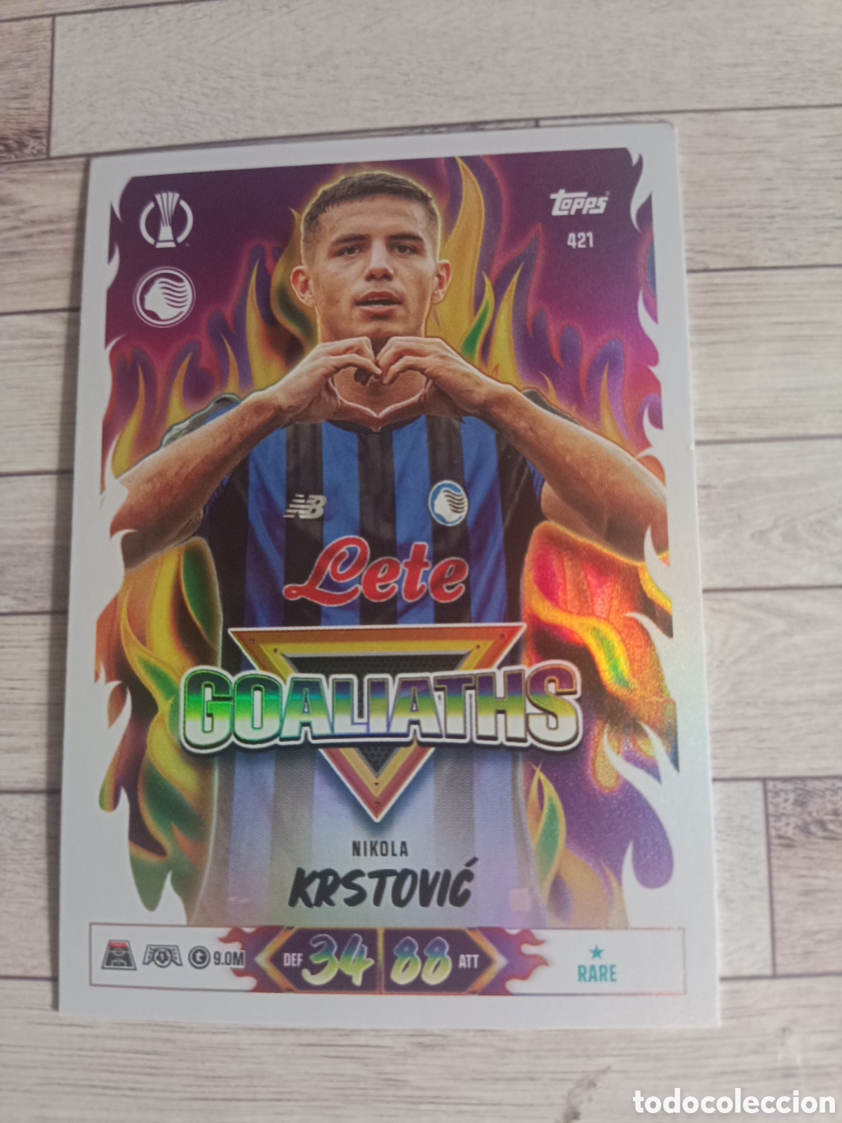 Cartes &agrave; collectionner de Football: 421 NIKOLA KRSTOVIĆ ATALANTA GOALIATHS CHAMPIONS MATCH ATTAX 2026 2027 TOPPS 26 27