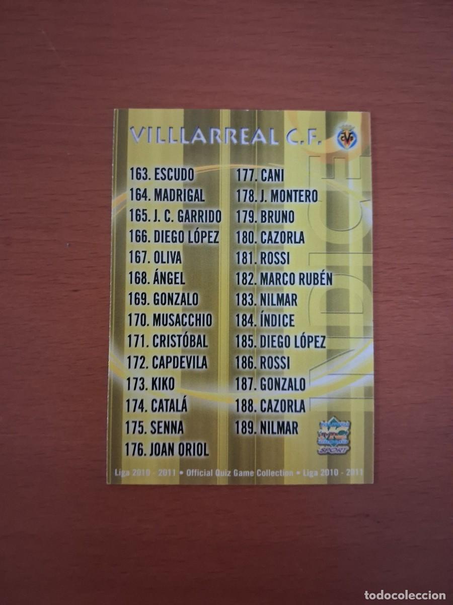 Cromos de Futebol: Mundicromo Official Quiz Game Collection 2010 2011 Villarreal CF 184 Indice
