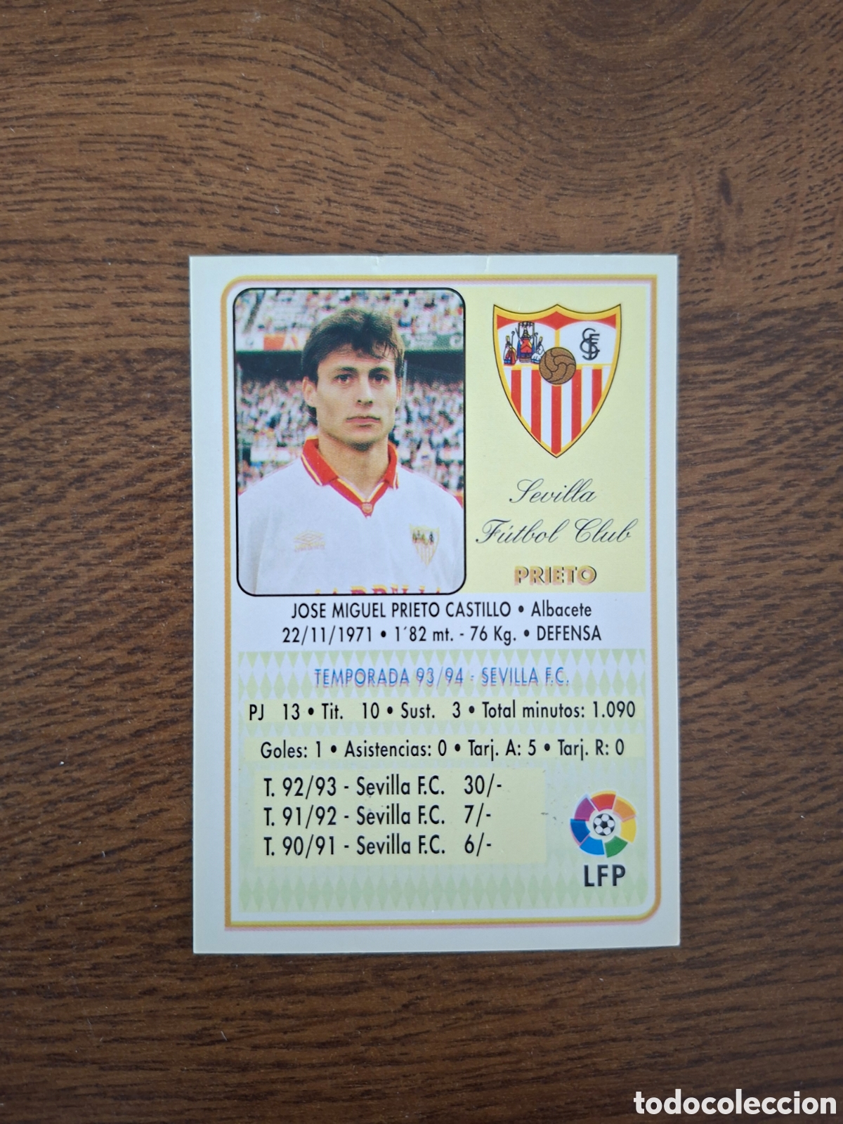 Cartes &agrave; collectionner de Football: PRIETO N&deg; 194 SEVILLA MILANO SPORT COLECCI&Oacute;N OFICIAL CROMOS 1995 NUEVO NUNCA PEGADO SEVILLA F.C
