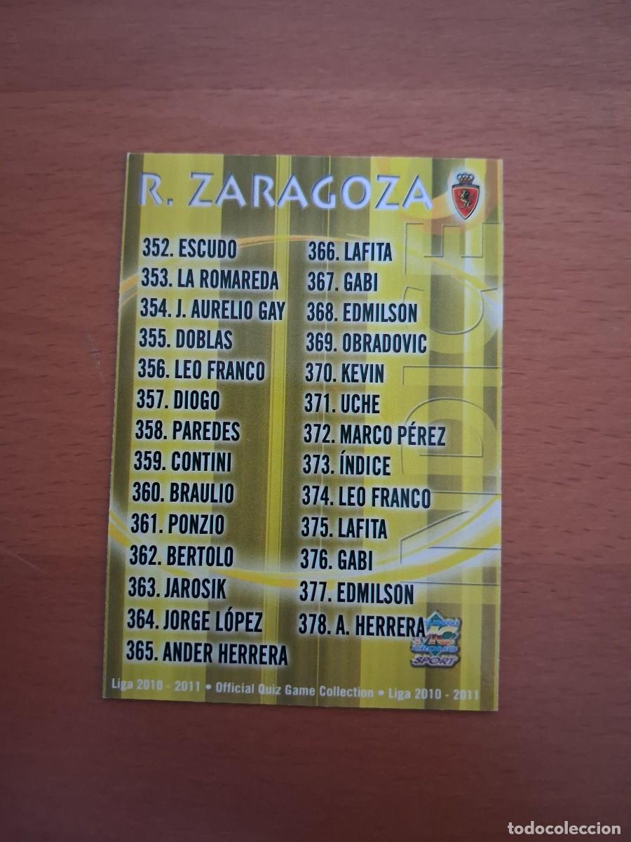Figurine di Calcio: Mundicromo Official Quiz Game Collection 2010 2011 Real Zaragoza 373 Indice