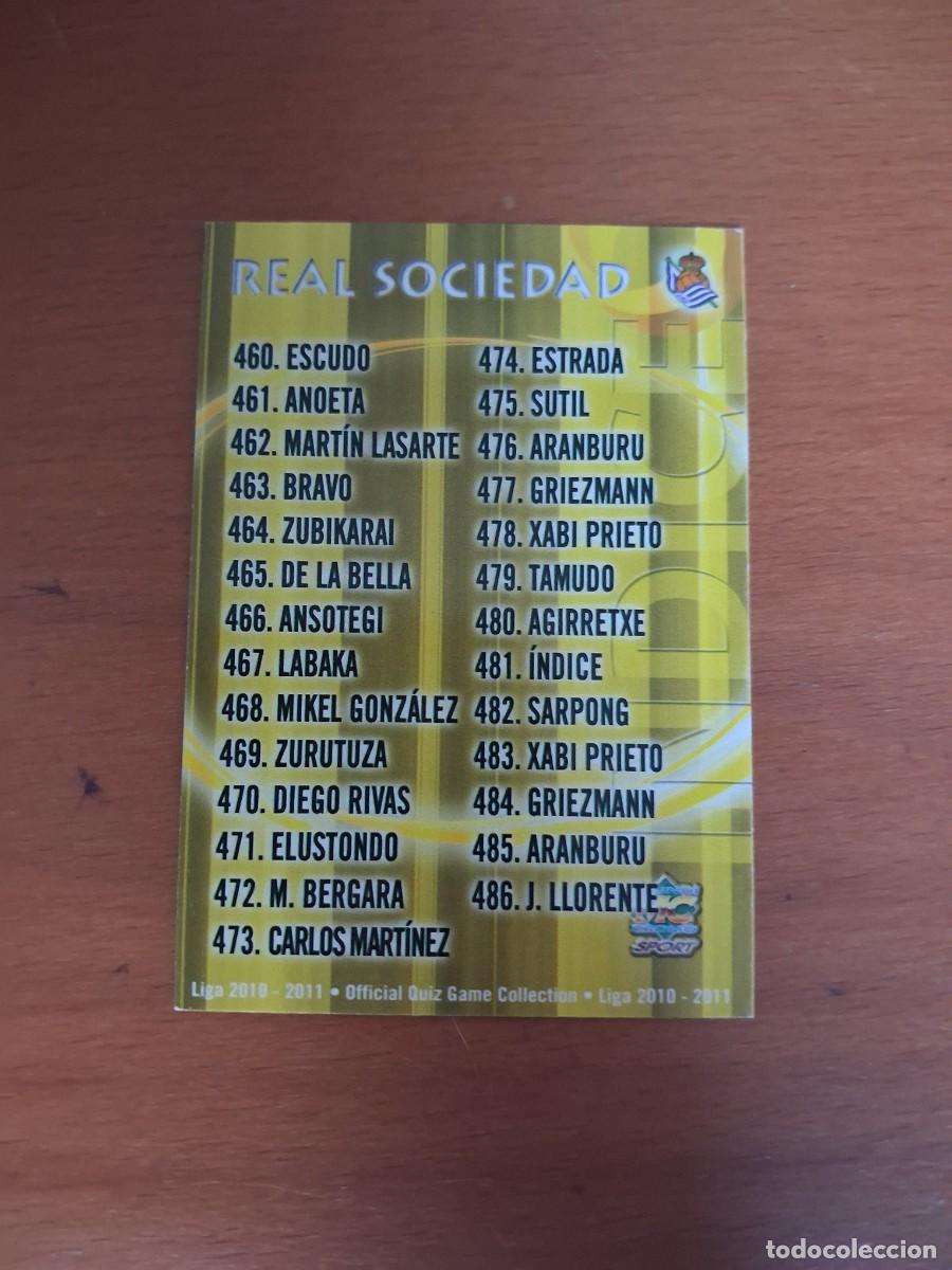Fu&szlig;ball-Sticker: Mundicromo Official Quiz Game Collection 2010 2011 Real Sociedad 481 Indice