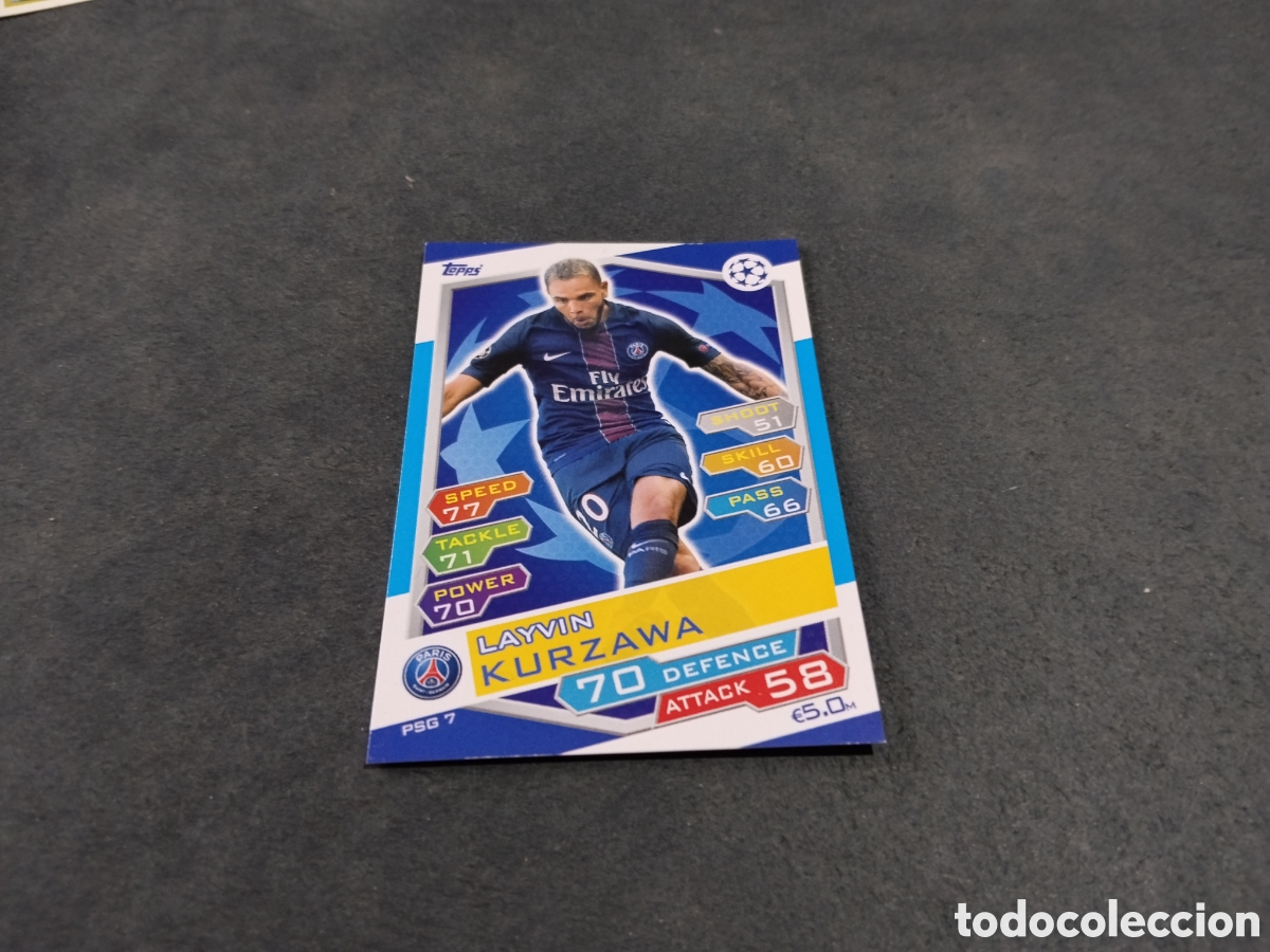 Cartes &agrave; collectionner de Football: Cromo futbol Match Attax Paris Saint Germain,layvin kurzawa