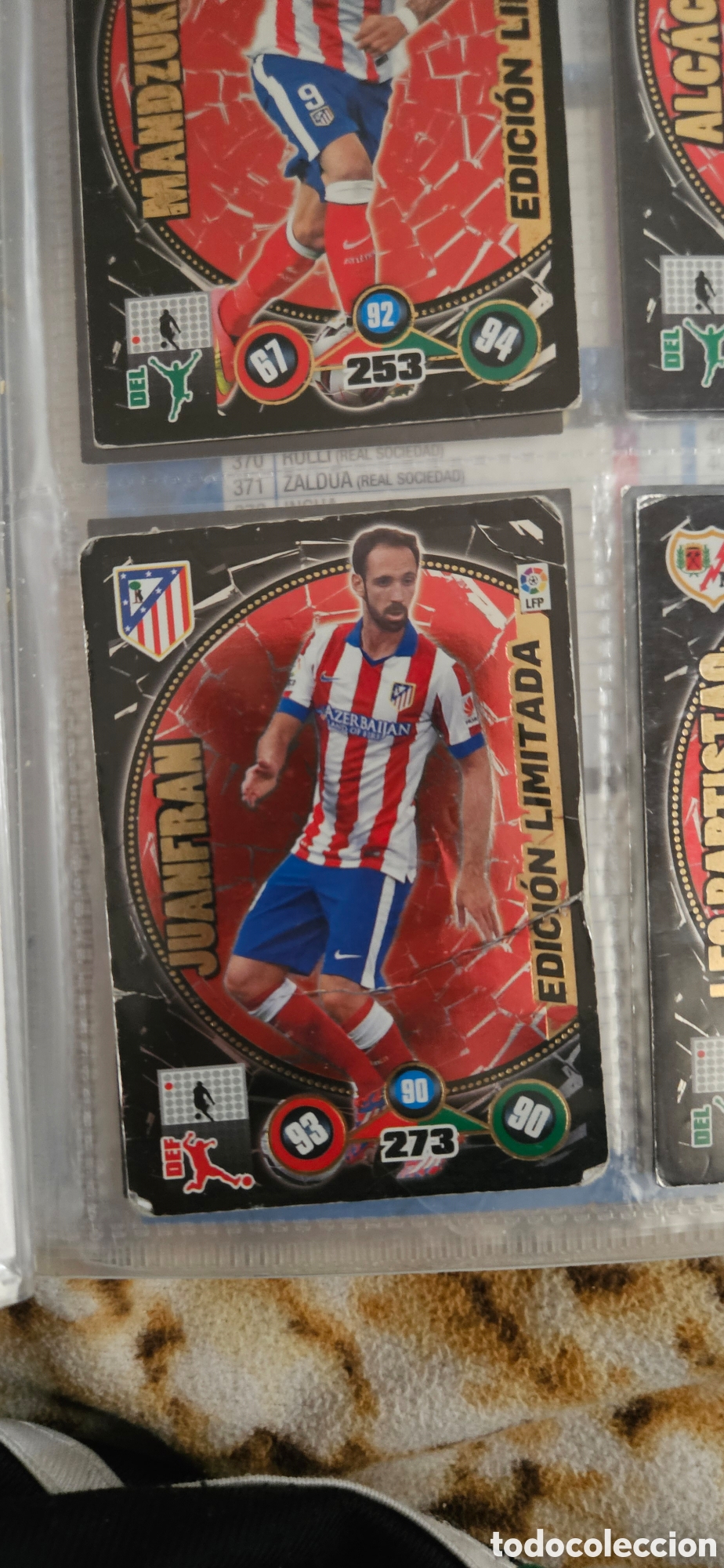 Fu&szlig;ball-Sticker: Juanfran, Edici&oacute;n Limitada, equipo Atl&eacute;tico de Madrid, adrenalyn 2014 2015 14 15 trading card