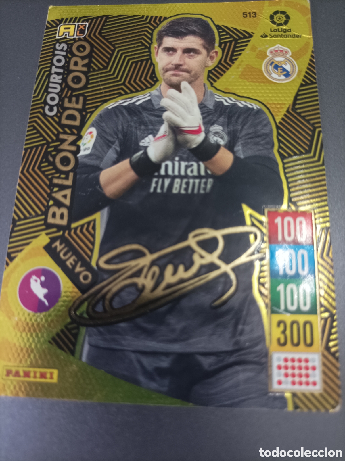 Cartes &agrave; collectionner de Football: Cromos de courtois de Adrenalyn de bal&oacute;n de oro formado la liga de 2021,22