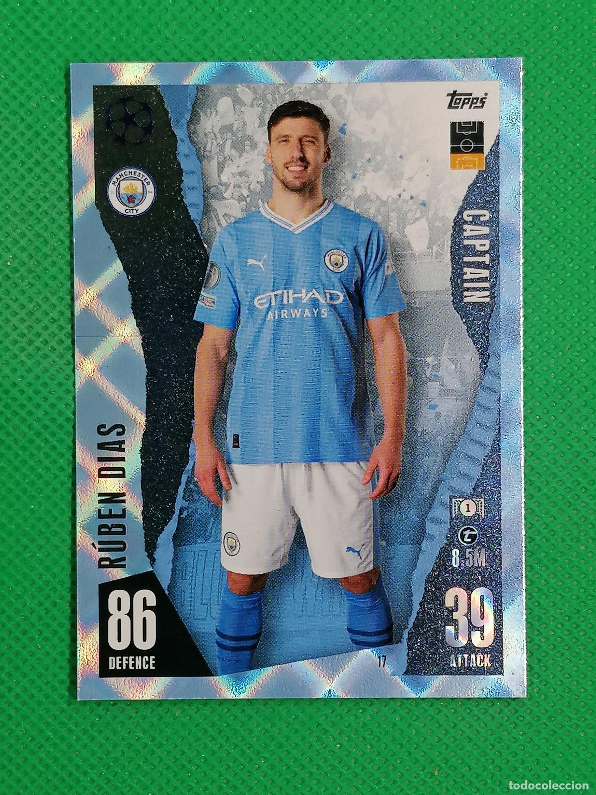 Figurine di Calcio: 17 RUBEN DIAS MANCHESTER CITY CRYSTAL ⚽ TOPPS MATCH ATTAX 2023 2024 23 24 ⚽