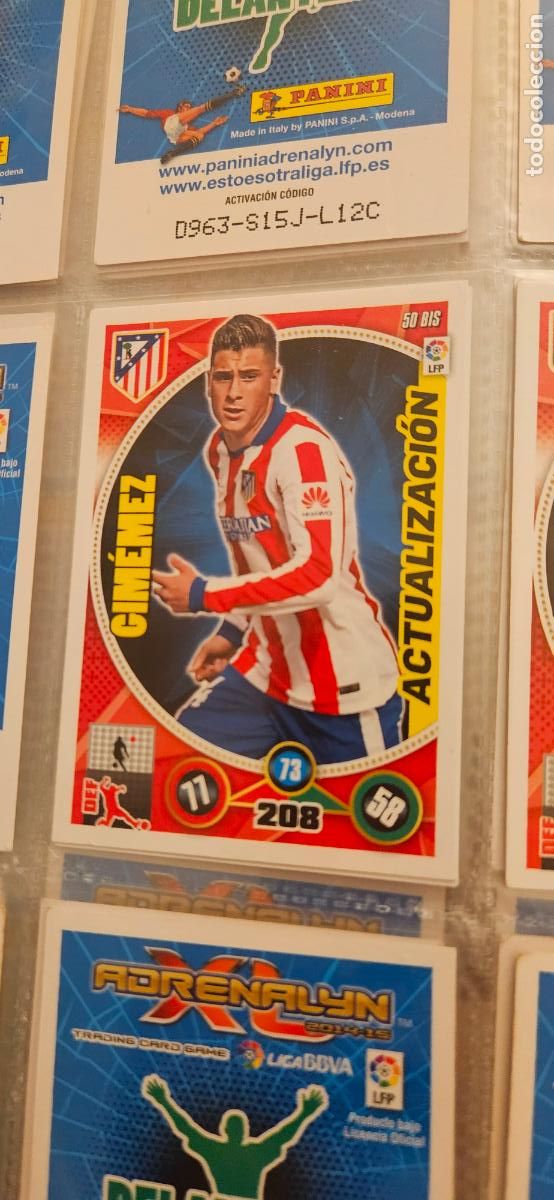 Cartes &agrave; collectionner de Football: Gim&eacute;nez, Atl&eacute;tico de Madrid, n&uacute;mero 050BIS, adrenalyn 2014 2015 14 15 actualizacion