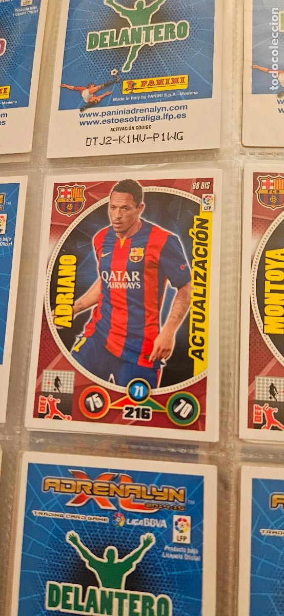 Cartes &agrave; collectionner de Football: Adriano, F.C. Barcelona, n&uacute;mero 068BIS, adrenalyn 2014 2015 14 15 actualizacion