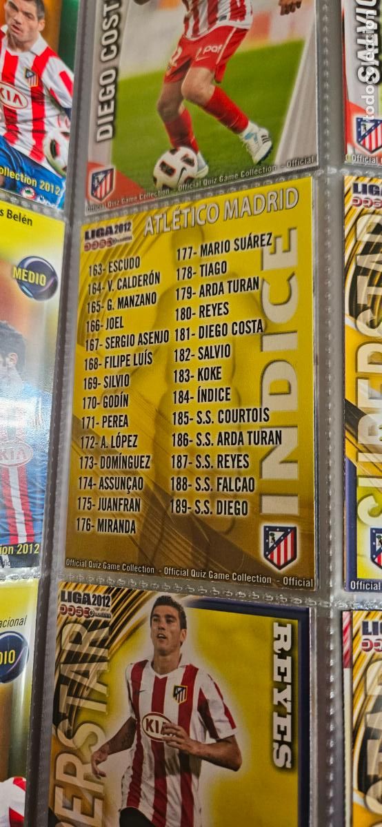 Fu&szlig;ball-Sticker: 184: &Iacute;ndice de plantilla - Atl&eacute;tico de Madrid - quiz game 2011 2012 sport mundicromo trading card