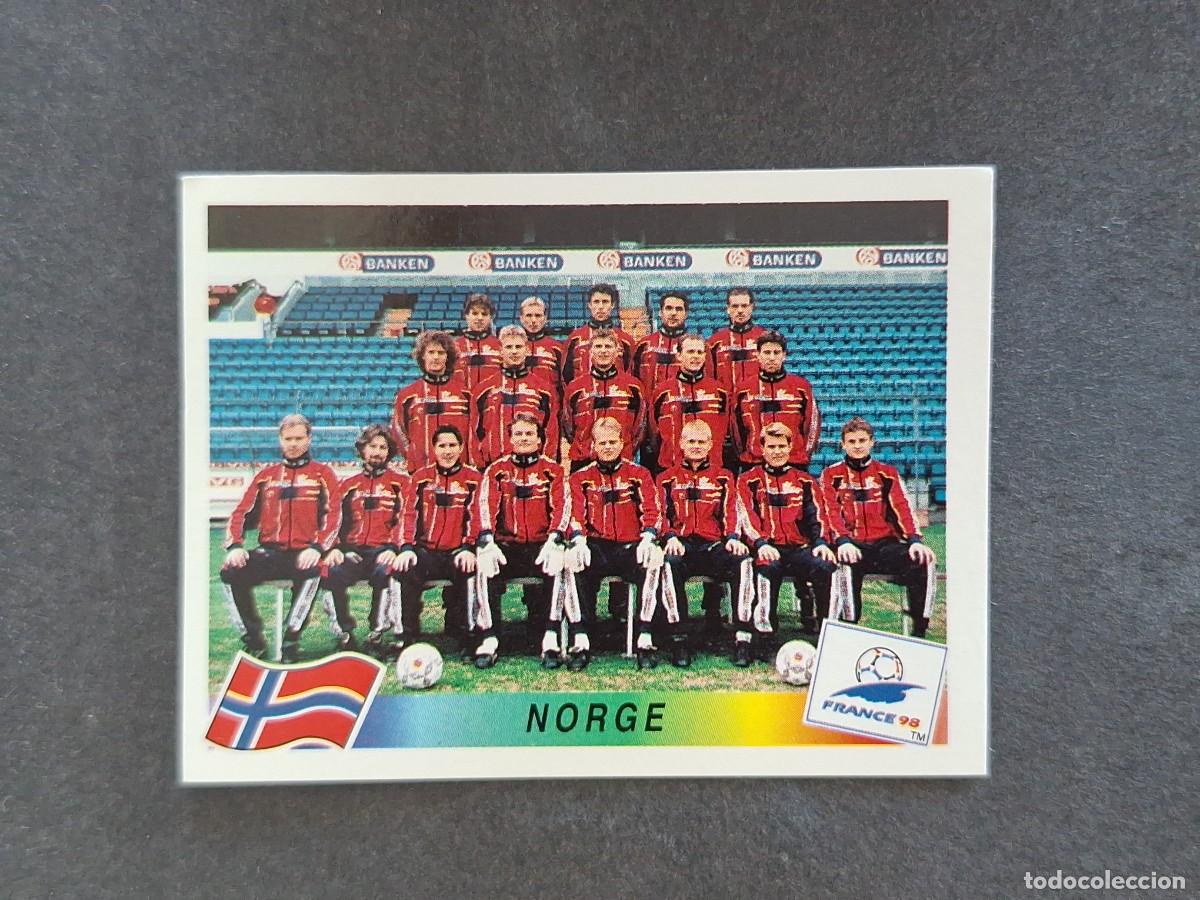 Cromos de f&uacute;tbol: L1 ALINEACION EQUIPO SELECCION NORUEGA 67 MUNDIAL FRANCIA 98 1998 PANINI NUNCA PEGADO SIN PEGAR