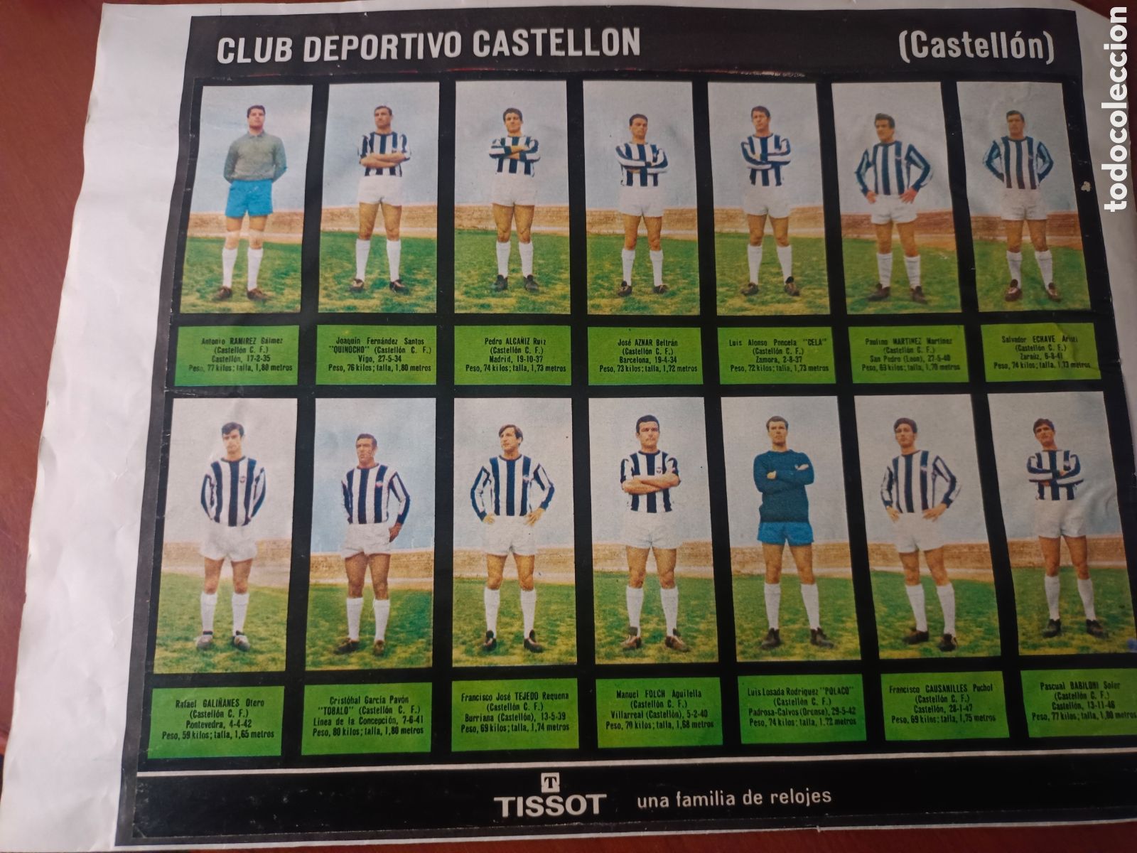 Cromos de f&uacute;tbol: LAMINA EL ALCAZAR 1968 C.D.CASTELLON Y C.D. TENERIFE.