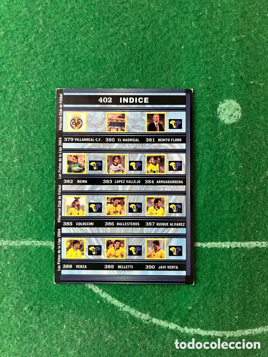 Figurine di Calcio: 402 VILLARREAL LAS FICHAS DE LA LIGA 2003 2004 MUNDICROMO &Iacute;NDICE