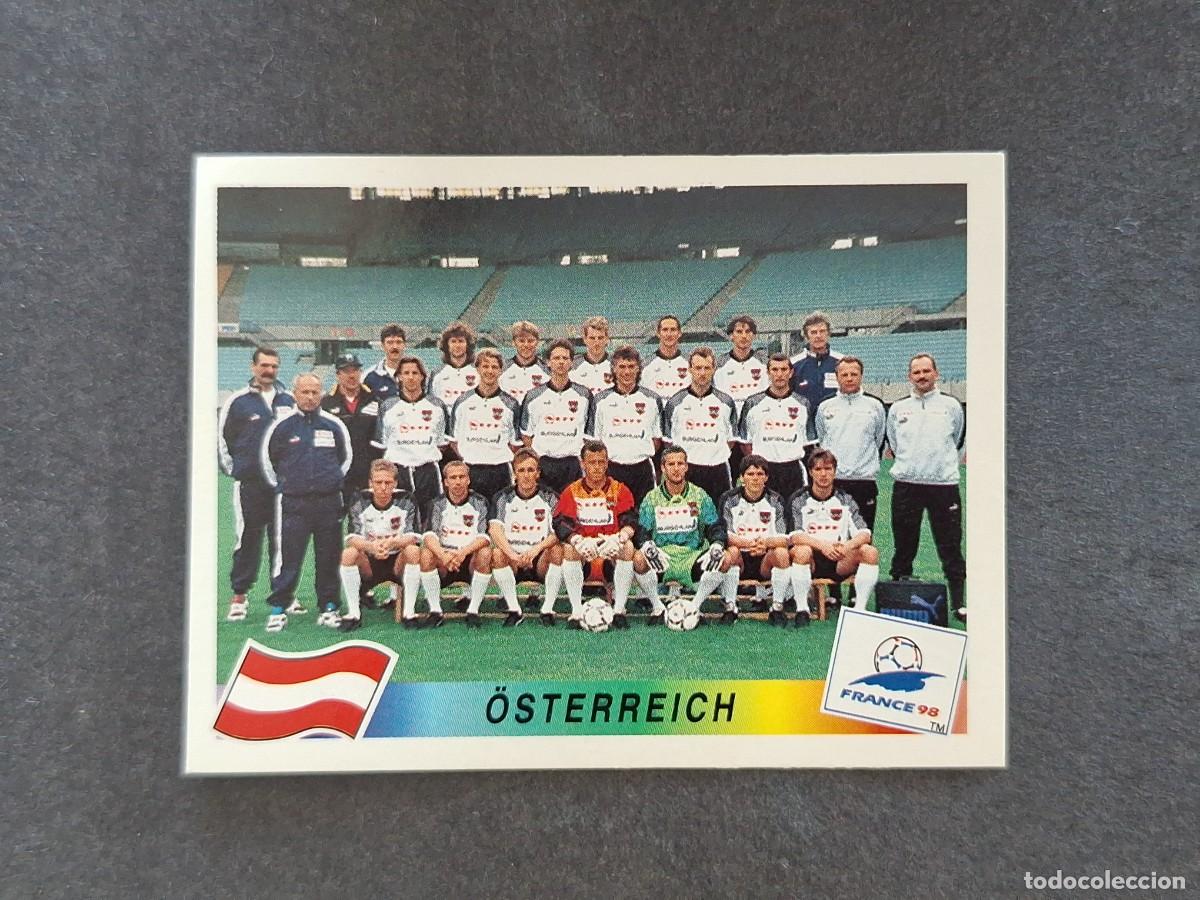 Cromos de f&uacute;tbol: L1 ALINEACION EQUIPO SELECCION AUSTRIA 138 MUNDIAL FRANCIA 98 1998 PANINI NUNCA PEGADO SIN PEGAR