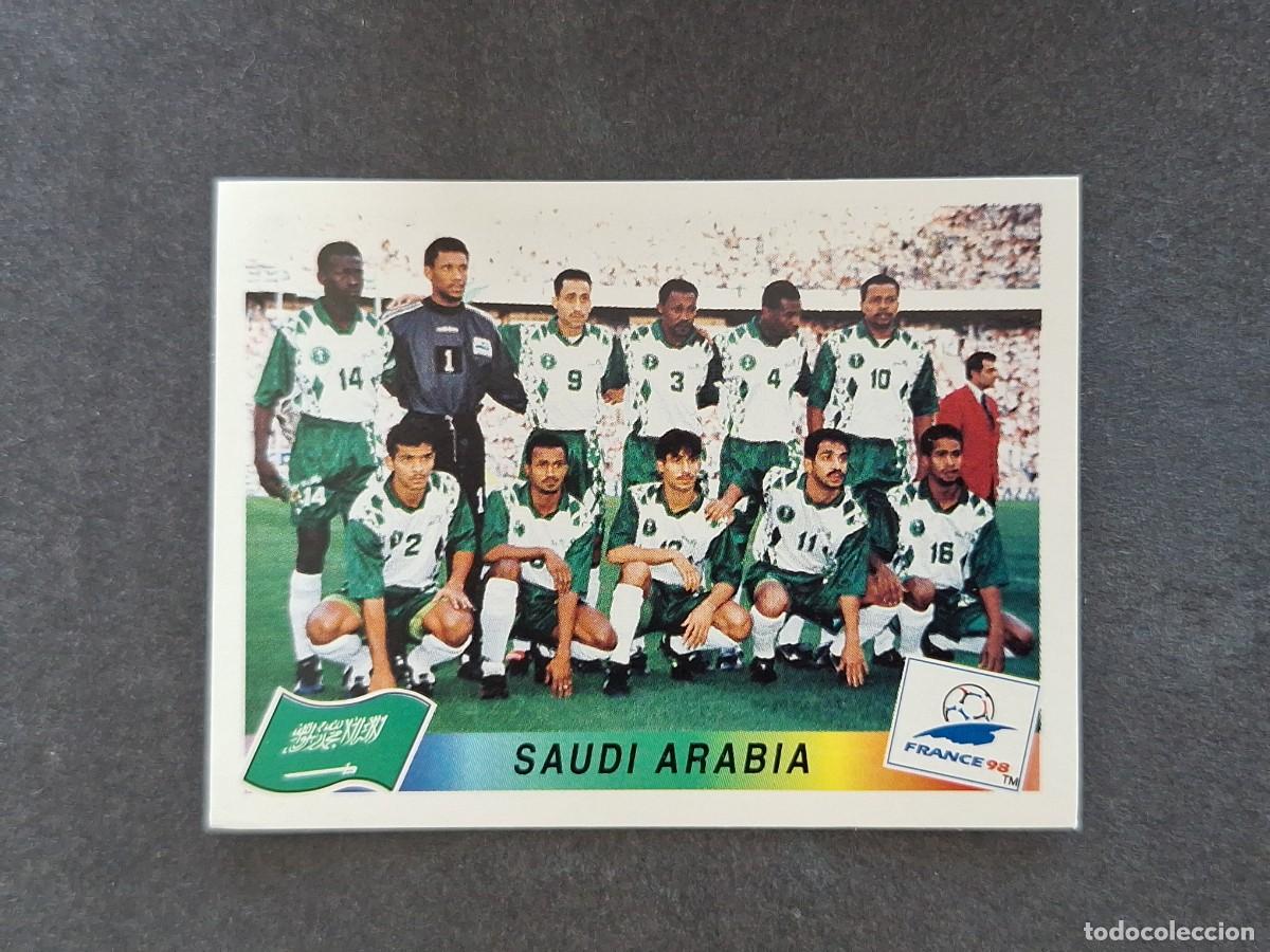 Cromos de f&uacute;tbol: L1 ALINEACION EQUIPO SELECCION ARABIA SAUDI 192 MUNDIAL FRANCIA 98 PANINI NUNCA PEGADO SIN PEGAR