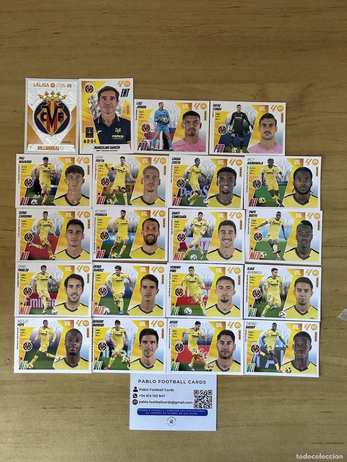 Cartes &agrave; collectionner de Football: Villarreal CF Equipo Completo 20 Stickers &ndash; LaLiga Este 2025-26 Panini