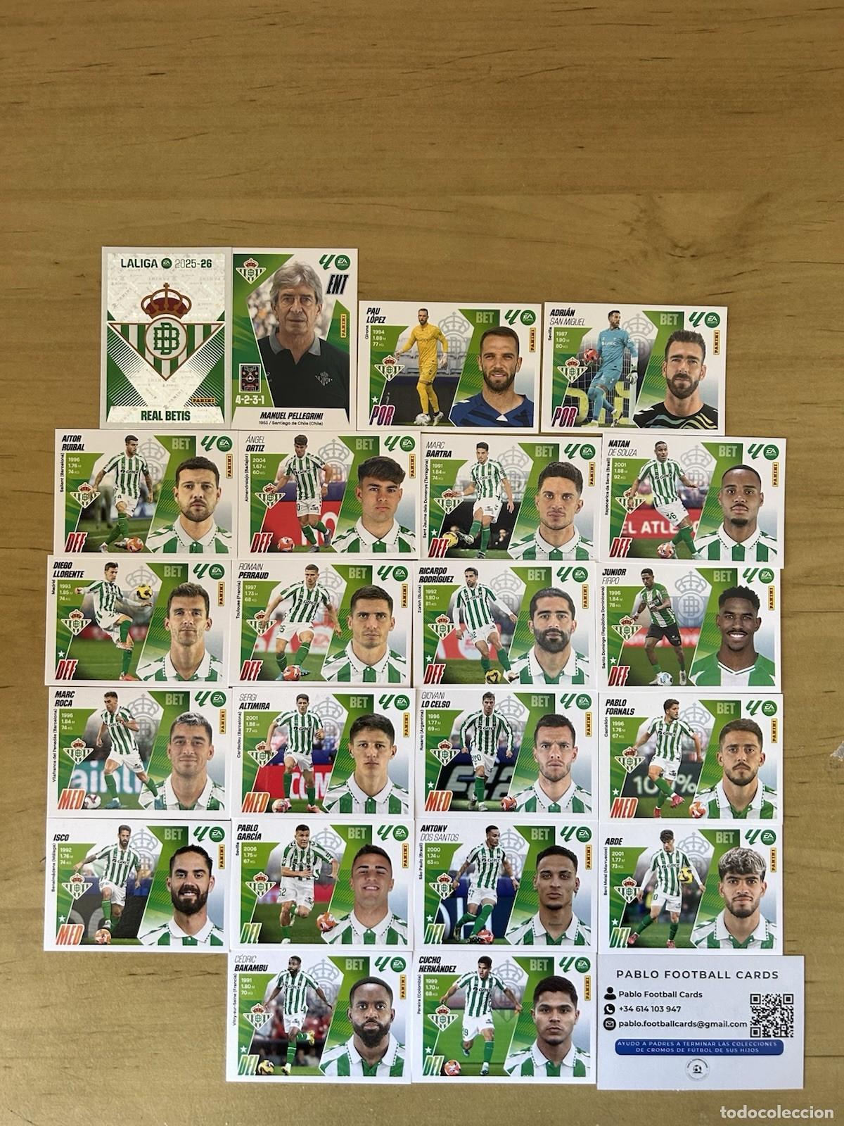 Cartes &agrave; collectionner de Football: Real Betis Equipo Completo 22 Stickers &ndash; LaLiga Este 2025-26 Panini