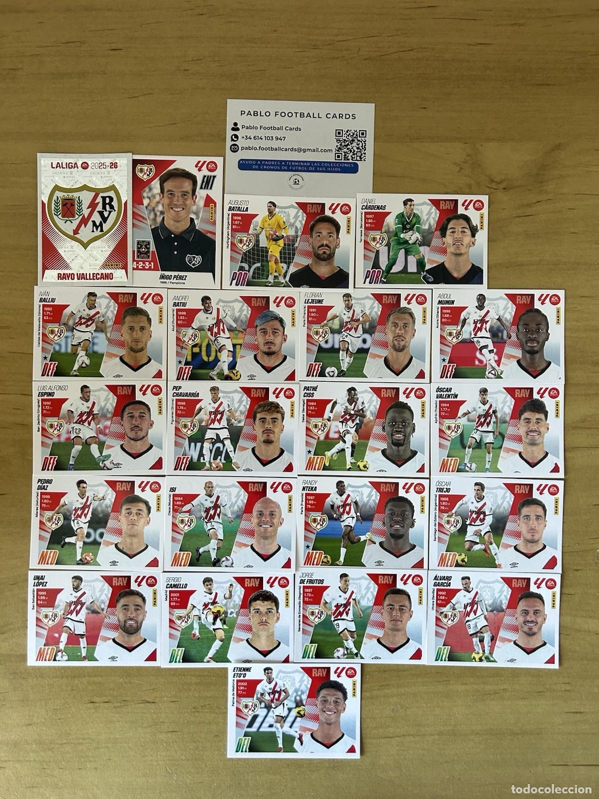 Cromos de Futebol: Rayo Vallecano Equipo Completo 21 Stickers &ndash; LaLiga Este 2025-26 Panini