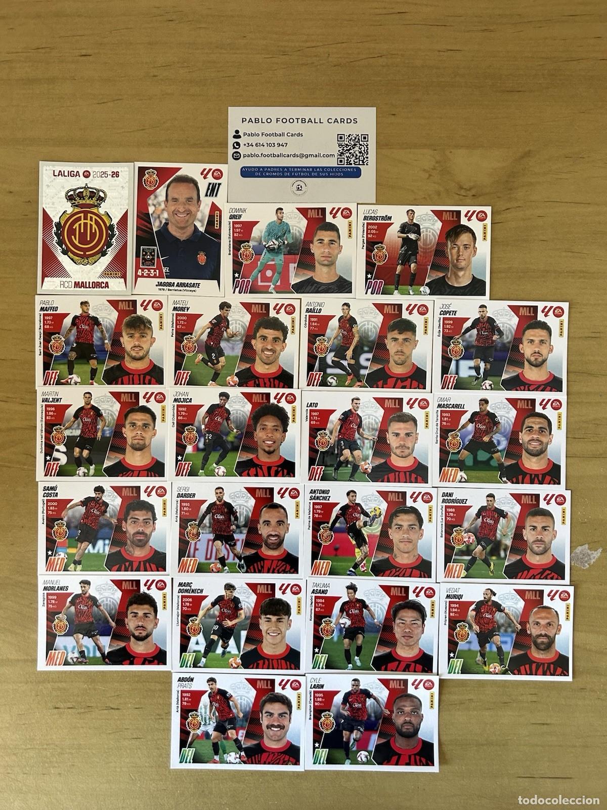 Cromos de Futebol: RCD Mallorca Equipo Completo 22 Stickers &ndash; LaLiga Este 2025-26 Panini