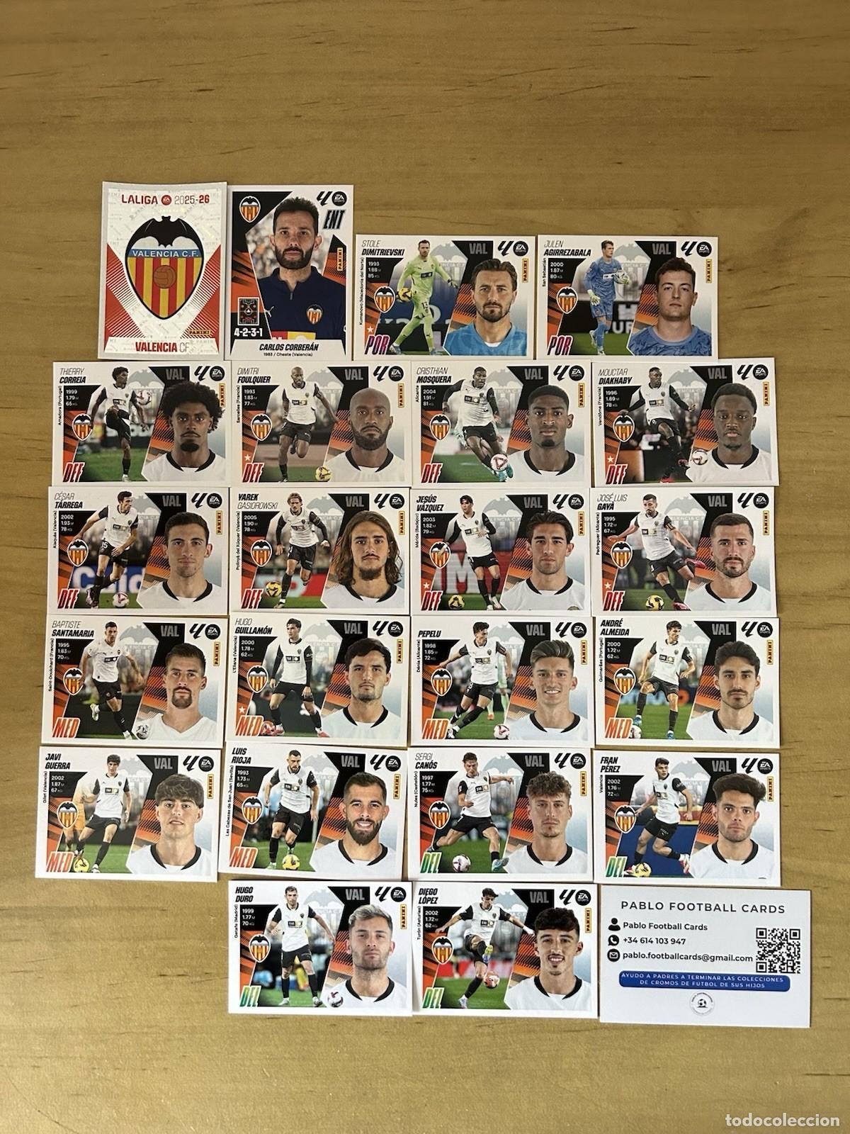 Cromos de Futebol: Valencia CF Equipo Completo 22 Stickers &ndash; LaLiga Este 2025-26 Panini