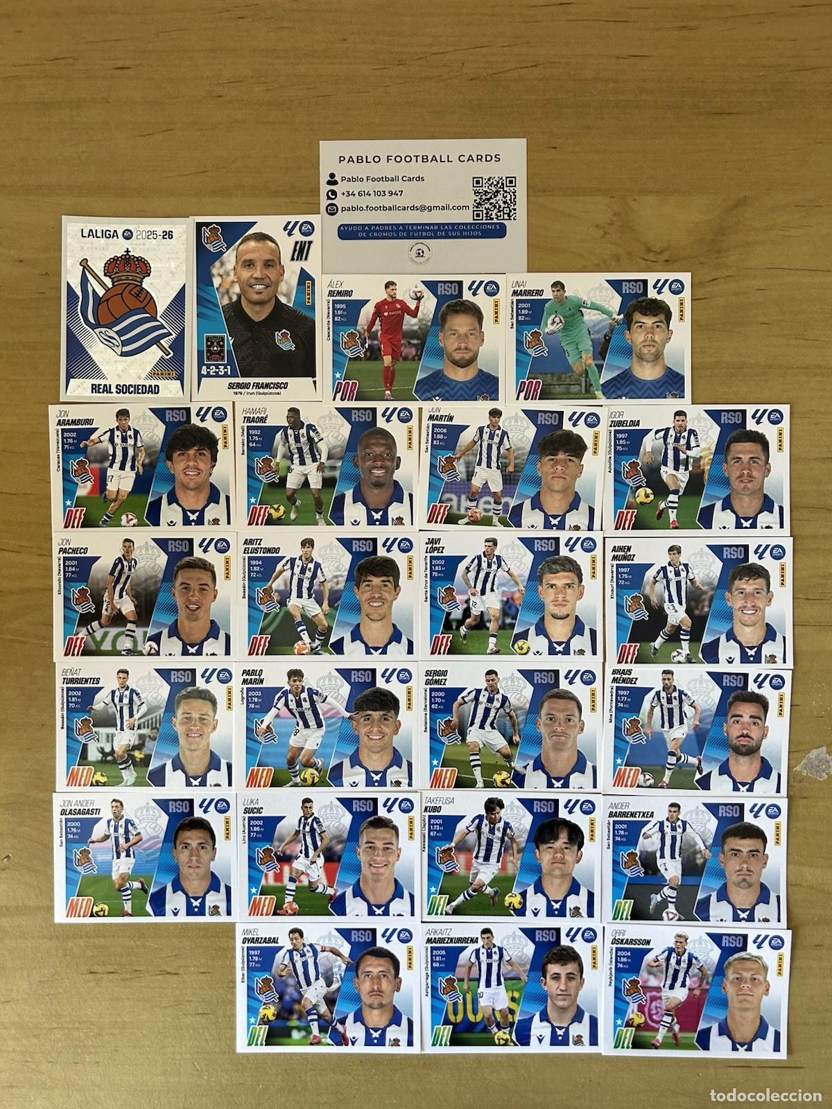 Cromos de Futebol: Real Sociedad Equipo Completo 23 Stickers &ndash; LaLiga Este 2025-26 Panini