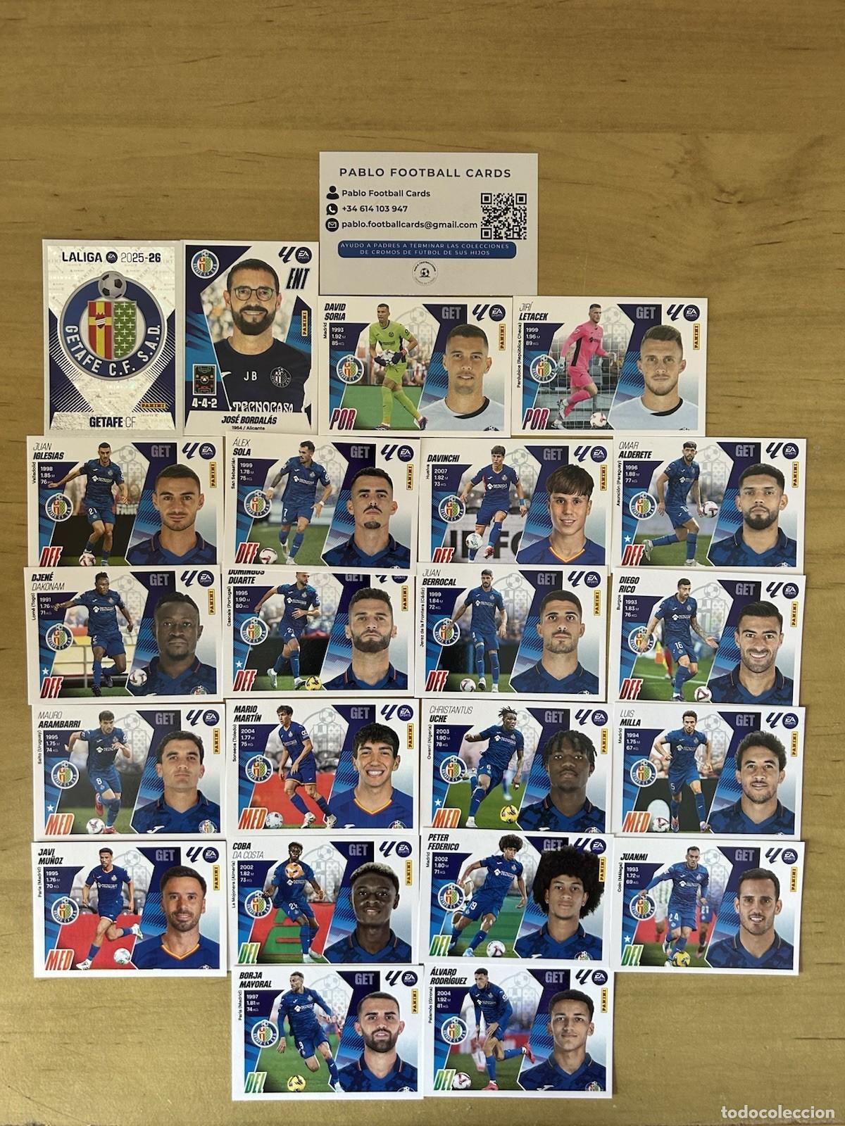 Cromos de f&uacute;tbol: Getafe CF Equipo Completo 22 Stickers &ndash; LaLiga Este 2025-26 Panini