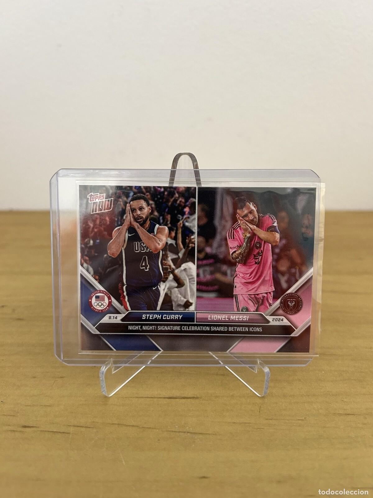 Cromos de Futebol: Lionel Messi y Stephen Curry Topps Now n&ordm;128 &ndash; Night Night Celebration 2024