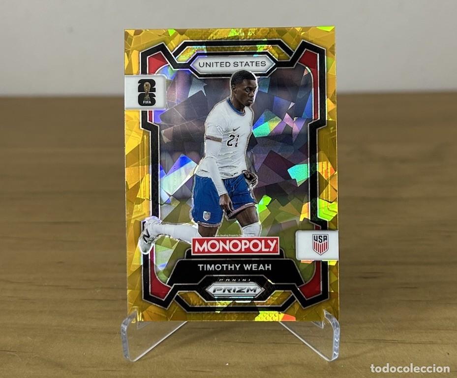 Cromos de Futebol: Timothy Weah Gold Cracked Ice &ndash; Panini Prizm Monopoly FIFA World Cup 2026